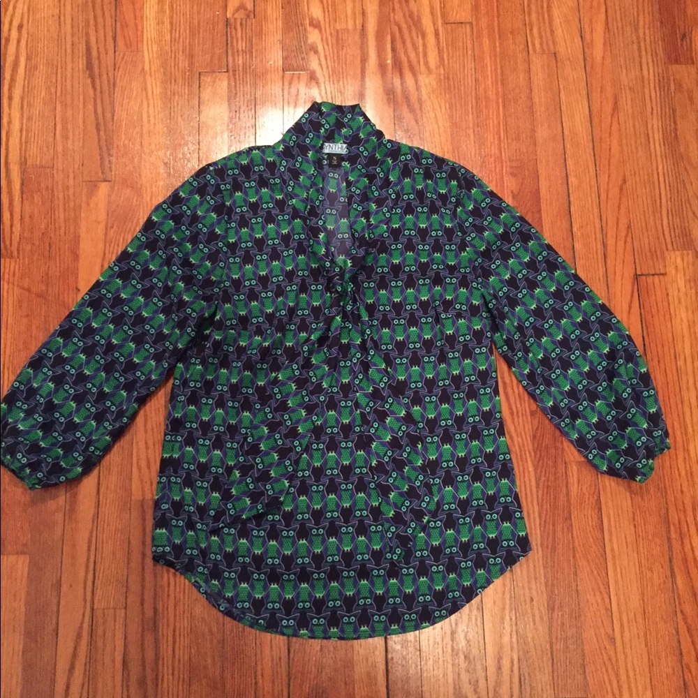 Cynthia Rowley Owl Silk Blouse